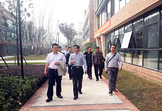 广水市领导一行考察天海星茶园工业社区。